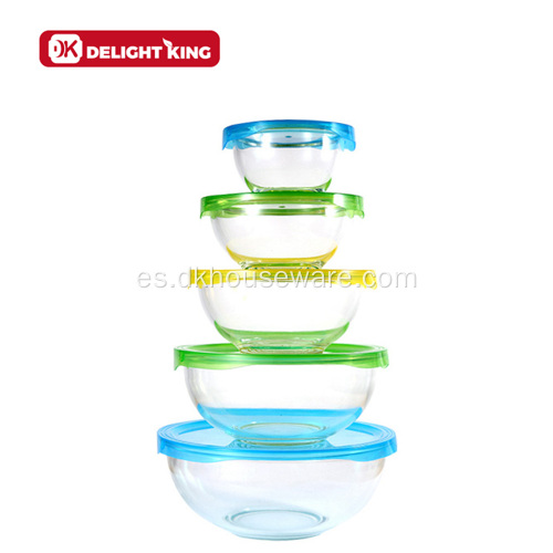 Alto Borosilicate Cuenco de ensalada de vidrio redondo.